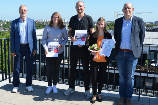 v.l.: Uwe Lindemann (VDV) Jenny Fischer (Vermessungs- und Katasteramt Bremerhaven), Frederik Imm (GeoInformation Bremen), Daniela Schröder (ÖBVI Horst), Sebastian Horst (BDVI)