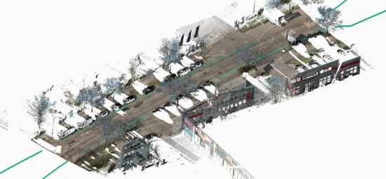 Die Fraunhofer-Software KI4Straßenbreite ermittelt Straßenbreiten auf Basis von 3D-Punktwolken mit einer Genauigkeit von wenigen Zentimetern. Bild © Fraunhofer IPM Die Fraunhofer-Software KI4Straßenbreite ermittelt Straßenbreiten auf Basis von 3D-Punktwolken mit einer Genauigkeit von wenigen Zentimetern. Bild © Fraunhofer IPM